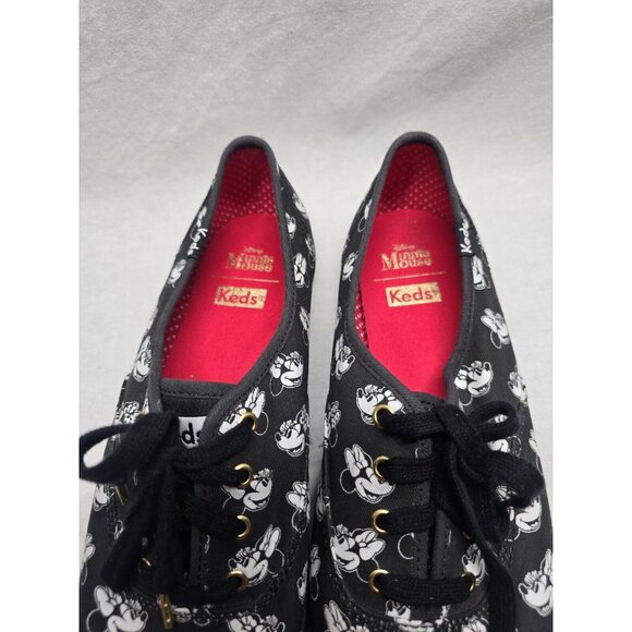 Keds Disney Minnie Mouse Print Canvas Sneaker Shoe Black Red Womens Size 8.5 - Picture 3 of 9